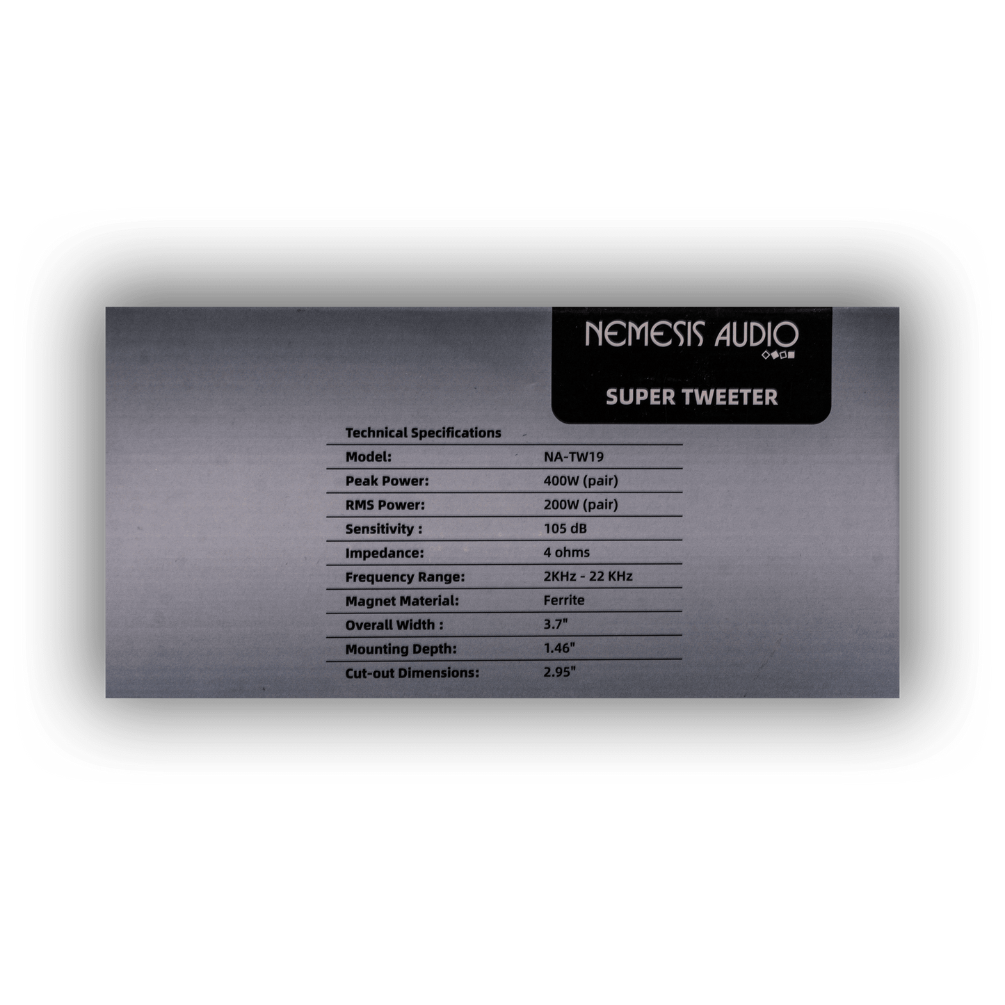Nemesis Audio NA-TW19 3.7" 200W Pro Aluminum Super Bullet Tweeters with Capacitor Crossover (Pair)