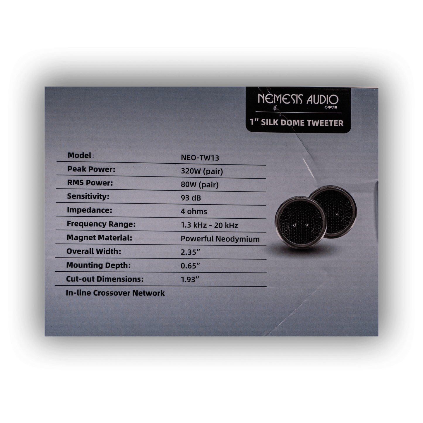 Nemesis Audio NEO-TW13 80W Neo Silk Dome Tweeters (Pair)