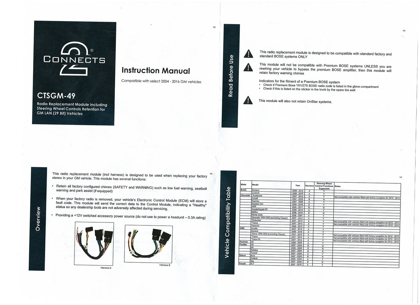CTS GG-49 07-14 select GM models full integration radio harness with steering wheel controls