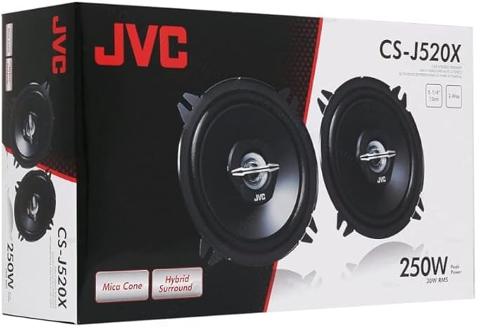 JVC CS-J520X 5.25-Inch 2-Way Coaxial 250W Speakers, Set of 2