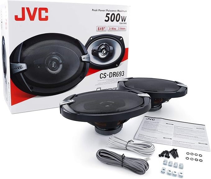 JVC CS-DR693 DRVN Car Speakers - 500 Watts of Power Per Pair, 250 Watts Each, 6 x 9 inch, Full Range, 3 Way