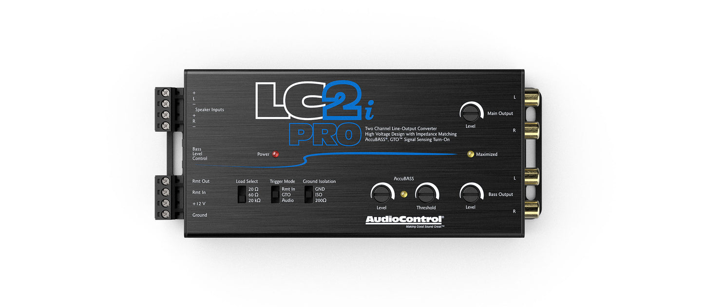 AudioControl LC2i PRO 2-Channel Line Output Converter with Wireless Qi Universal Phone Charger Kit. Impedance Matching, AccuBASS, GTO, Audio Signal Sense, 12V Turn-On and ACR-1 Dash Remote Sub Control