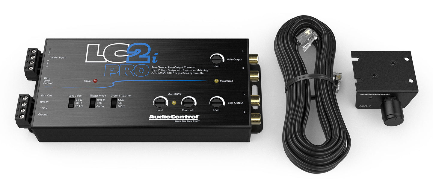 AudioControl LC2i PRO 2-Channel Line Output Converter with Wireless Qi Universal Phone Charger Kit. Impedance Matching, AccuBASS, GTO, Audio Signal Sense, 12V Turn-On and ACR-1 Dash Remote Sub Control